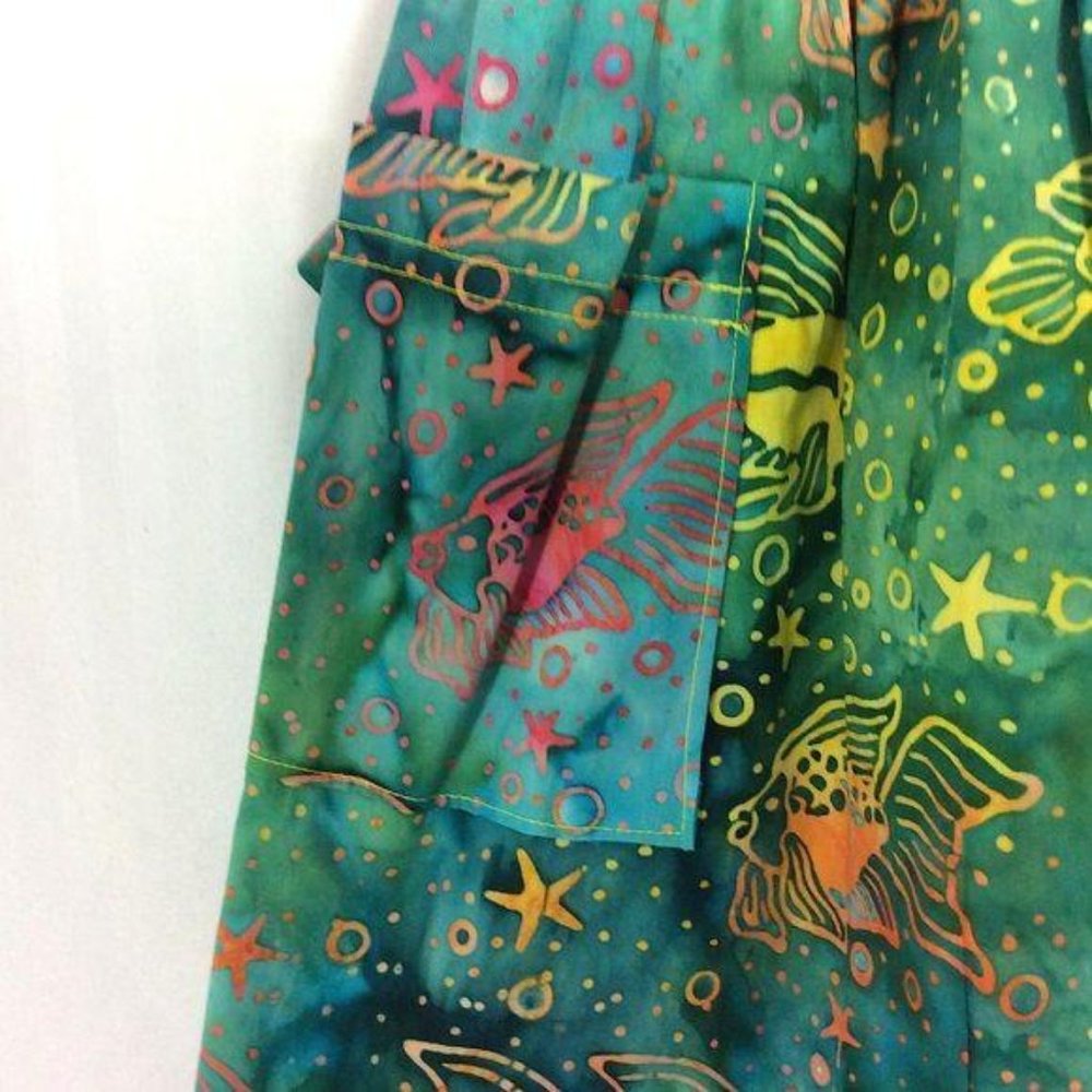 4/$25 Handmade Girl Apron Ocean Life Dress Cottage Core Fish Waist Tie Pocket - Picture 6 of 6